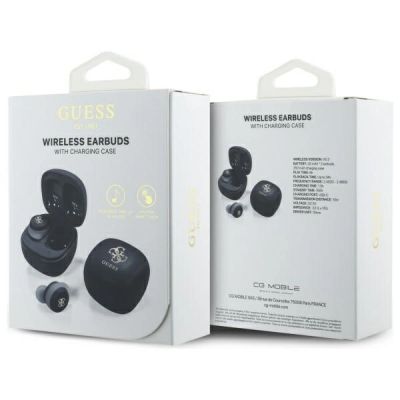 6. Słuchawki Bluetooth Guess Iridescent 4G Printed Logo TWS + stacja dokująca - czarne