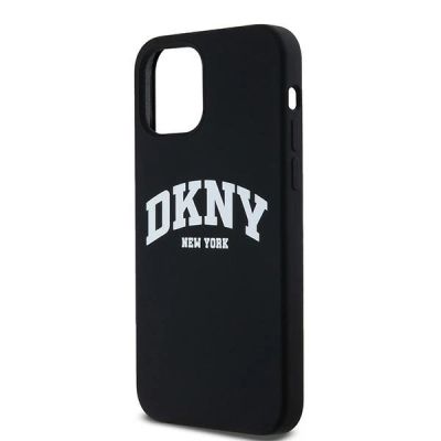 2. Etui DKNY Liquid Silicone White Printed Logo MagSafe na iPhone 12/12 Pro - czarne