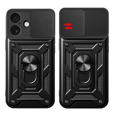 9. Etui Hybrid Armor Camshield na iPhone 17 pancerne z podstawką i osłoną aparatu - czarne