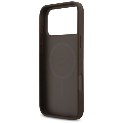 7. Etui Guess 4G Printed Stripes MagSafe na iPhone 17 Pro Max - brązowe