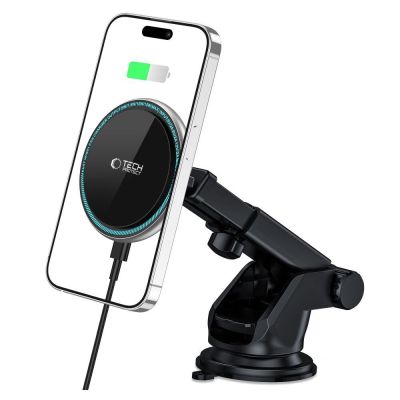 2. Uchwyt Tech-Protect A2 samochodowy na telefon z ładowarką indukcyjną MagSafe 15W na kokpit - czarny