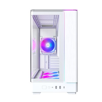 3. Montech KING 15 PRO PC-Gehäuse, Mini-Gehäuse, mATX, Tempered Glass, RGB - weiß