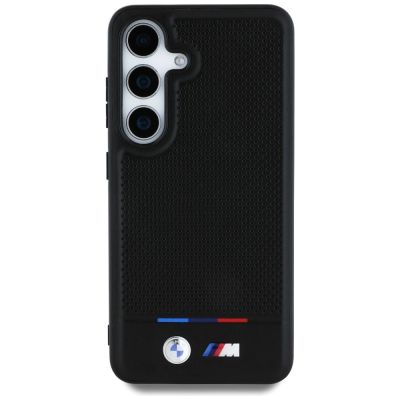 3. Etui BMW Leather Tricolor Stripe MagSafe na Samsung Galaxy S25+  - czarne