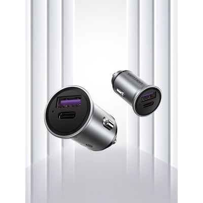 6. Ładowarka samochodowa Vention USB-A USB-C 30W PD