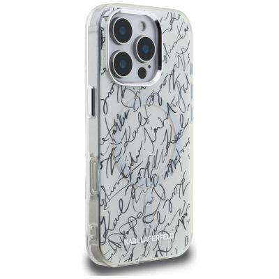 4. Etui Karl Lagerfeld IML Karl Script Pattern MagSafe na iPhone 16 Pro - białe