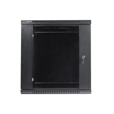 4. Szafa rack Lanberg WF01-6412-10B (12U; 635mm / 600mm / 450 mm; wisząca; Szklane; 19''; kolor czarny)