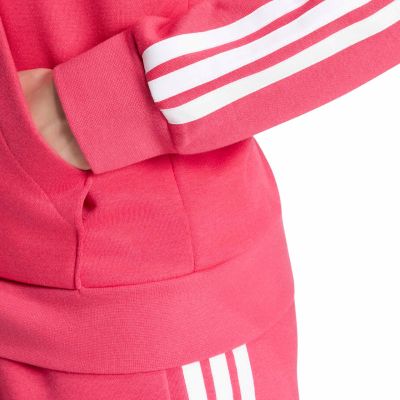 5. Bluza damska adidas Essentials 3-Stripes Full-Zip Fleece Hoodie różowa KF6272
