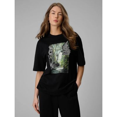 T-shirt loose z nadrukiem damski 4F 4FRSS26TTSHF3706-20S