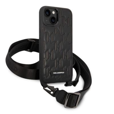3. Etui Karl Lagerfeld Monogram Plaque Logo Strap na iPhone 14 / 15 / 13 6,1" - czarne