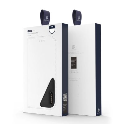 5. Dux Ducis Hivo skórzane etui z klapką pokrowiec ze skóry naturalnej portfel na karty i dokumenty iPhone 14 Plus czarny