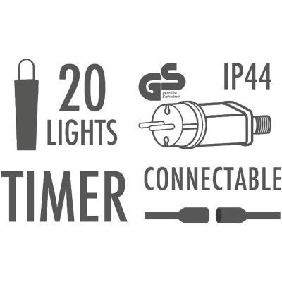 32. GIRLANDA OGRODOWA PARTY LIGHT 20LED A60 TIMER MOŻLIWOŚĆ ŁĄCZENIA