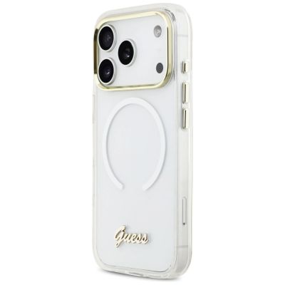 2. Etui Guess IML Gradient Script Metal MagSafe na iPhone 17 Pro - białe