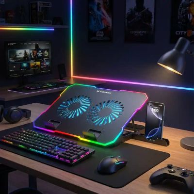 9. Podstawka Wozinsky WDCX-A26 NitroCool RGB chłodząca gamingowa pod laptop - czarna