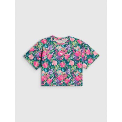 5. T-shirt boxy z nadrukiem dziewczęcy 4F 4FJRAW26TTSHF4243-90A