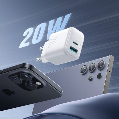 9. Ładowarka Joyroom JR-TCF21 sieciowa USB-C / USB-A 20W PD / QC 3.0 - biała