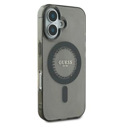 4. Etui Guess IML Rhinestones MagSafe na iPhone 16 - czarne