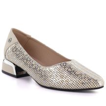 Skórzane półbuty damskie ażurowe beżowe Vinceza 99201