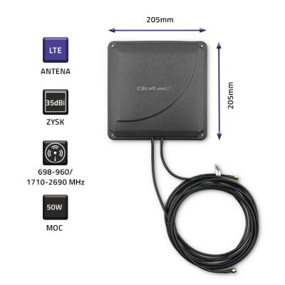 4. Qoltec Antena 4G LTE DUAL MIMO booster 35dBi 50W 2xSMA męski (57041)
