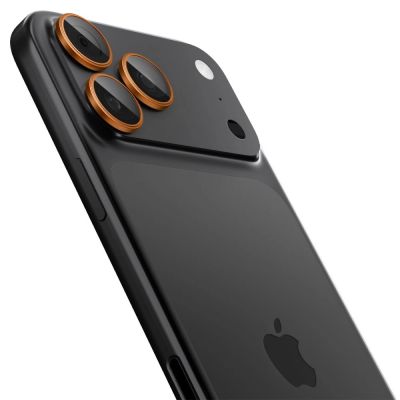 3. Szkło na obiektyw Spigen Optik Pro na iPhone 16 Pro / Max / 17 Pro / Max - pomarańczowe