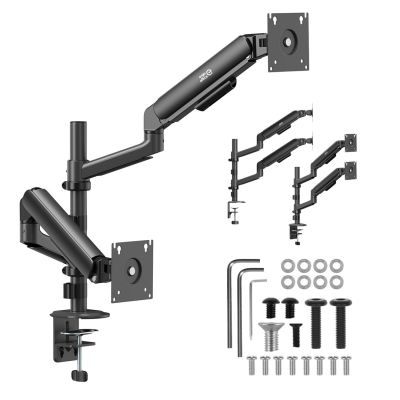 9. ERGO OFFICE UCHWYT / WIESZAK NA 2 MONITORY, SPRĘŻYNA GAZOWA, 17"-32", 1-10KG, CZARNY MAT, ER-692 B