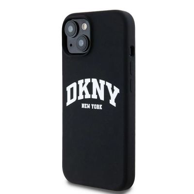 2. Etui DKNY Liquid Silicone White Printed Logo MagSafe na iPhone 15 Plus / 14 Plus - czarne