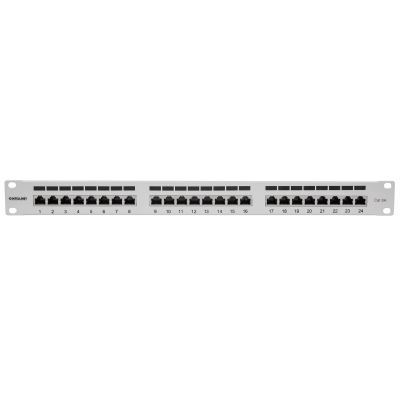 3. INTELLINET 24-Port Cat6a Patchpanel FTP 1HE  grau