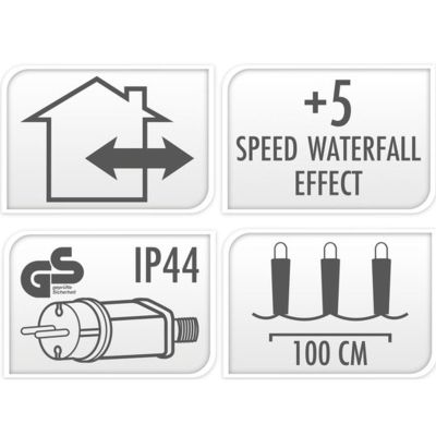 4. LAMPKI CHOINKOWE KURTYNA ŚWIETLNA WATERFALL ZEW 320 LED CIEPŁY BIAŁY 5 PRĘDKOŚCI