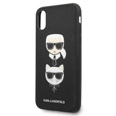 3. Etui Karl Lagerfeld Saffiano Karl&Choupette Head na iPhone X/XS - czarne