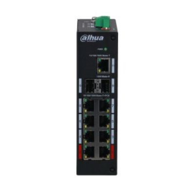 6. Przełącznik Dahua Technology PFS3211-8GT-120-V2, PoE, gigant sieciowy, montaż na biurku/ścianie, czarny