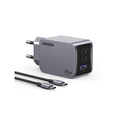 3. Ładowarka sieciowa Ugreen Nexode Pro 25871 65W, GaN, USB + 2x USB-C + kabel USB-C 1.5m