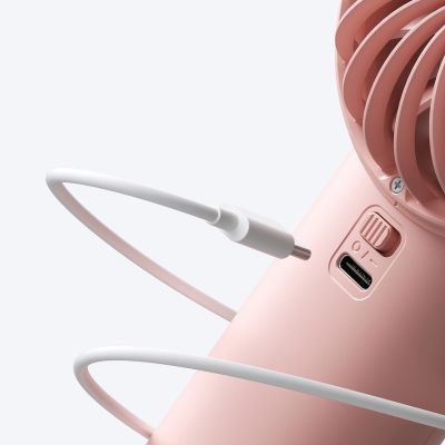 14. Mini wentylator Jisulife Handheld Fan Life4 3600mAh przenośny wiatraczek USB - różowy