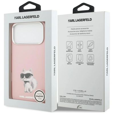 8. Etui Karl Lagerfeld IML Aquarelle Choupette & Logo MagSafe na iPhone 17 Pro - różowe