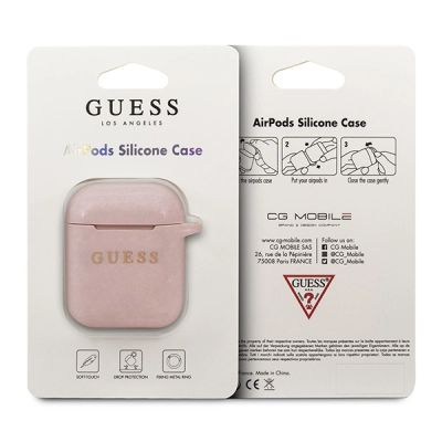 2. Guess GUACCSILGLLP AirPods 1/2 cover jasnoróżowy/pink Silicone Glitter
