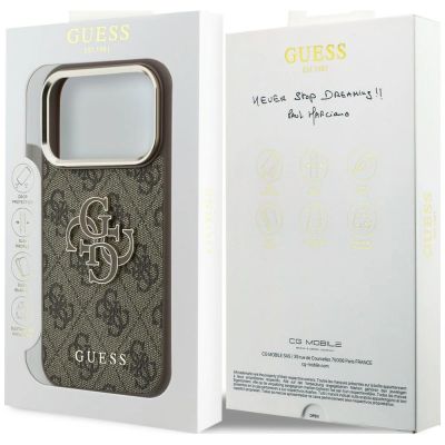 8. Etui Guess 4G & Big Resin Logo na iPhone 17 Pro / 18 Pro - brązowe