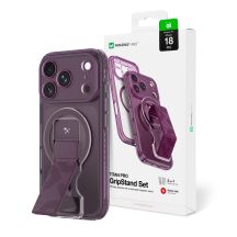 Etui AMAZINGTHING Titan Pro Lens Stand Set na iPhone 18 Pro z uchwytem magnetycznym i podstawką kompatybilne z MagSafe - fioletowe