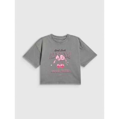 5. T-shirt boxy z nadrukiem dziewczęcy 4F 4FJRAW26TTSHF4239-22S