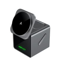 Ładowarka indukcyjna Acefast E34 22,5W 3w1 z wbudowanym kablem na smartfon słuchawki smartwatch - szara