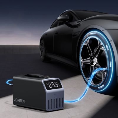 2. Pompka elektryczna Ugreen 150 PSI 12V do opon samochodowych z wyświetlaczem cyfrowym - szara