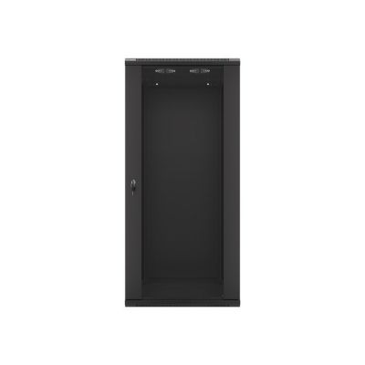 14. Szafa jednosekcyjna Lanberg WF01-6627-10B (27U; 1300mm / 600mm / 600 mm; wisząca; Szklane; 19''; kolor czarny)