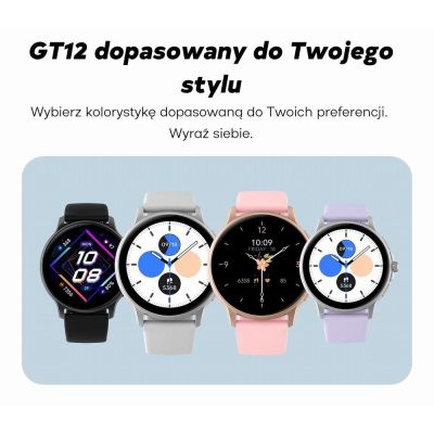21. Smartwatch Damski GRAVITY GT12-1 Czarny Pasek Silikonowy + Czarna Bransoleta