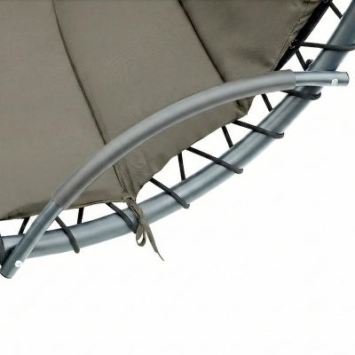 21. HUŚTAWKA FOTEL BUJANY Z PARASOLEM LIZBONA CIEMNO SZARA