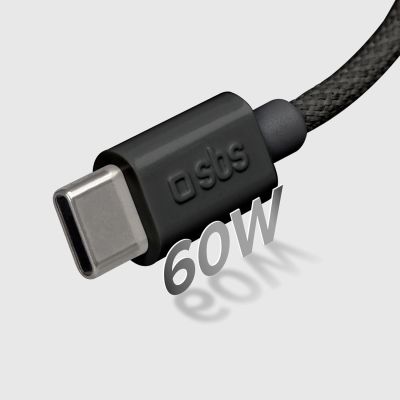 7. Kabel SBS TECABLETISSUETCCK USB-C - USB-C 1,5m 60W w oplocie - czarny