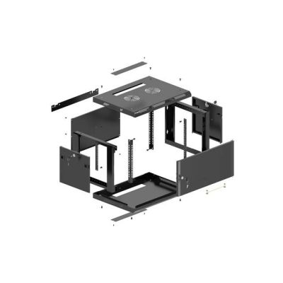 8. LANBERG SZAFA INSTALACYJNA RACK WISZĄCA 19" 4U 600X600 CZARNA DRZWI METALOWE (FLAT PACK)