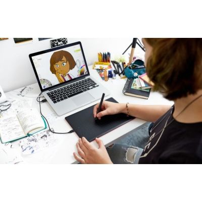 4. Tablet graficzny Wacom One by Medium Czarny, Czerwony 2540 lpi 216 x 135 mm USB