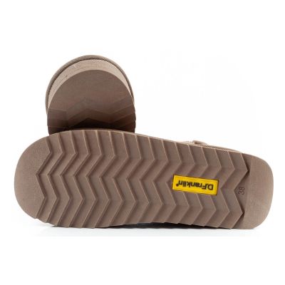 9. D.Franklin buty śniegowce damskie zimowe modne futerko ocieplane botki brązowe za kostkę