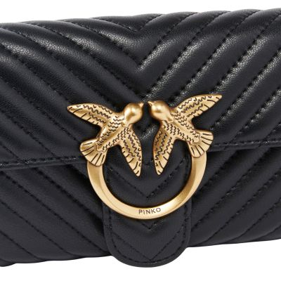 3. Portfel damski torebka Pinko Love Bag One Wallet Chevron Czarny - 100062A0GK-Z99Q