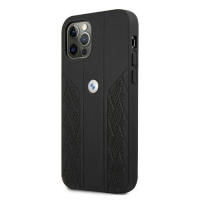 2. Etui BMW Leather Curve Perforate na iPhone 12 / iPhone 12 Pro - czarne