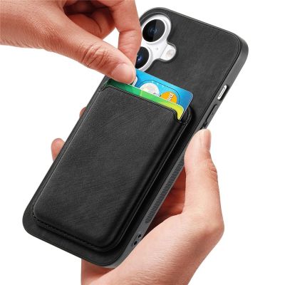 6. Etui na iPhone 17 ze skóry syntetycznej z odpinanym uchwytem na karty kompatybilne z MagSafe - czarne