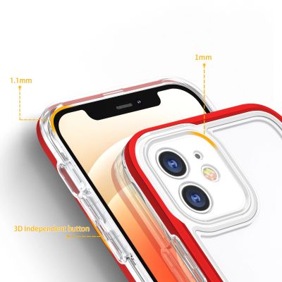 4. Clear 3in1 etui do iPhone 12 żelowy pokrowiec z ramką czerwony