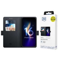 Etui z klapką 3mk Wallet Case na iPhone 16 Plus - czarne